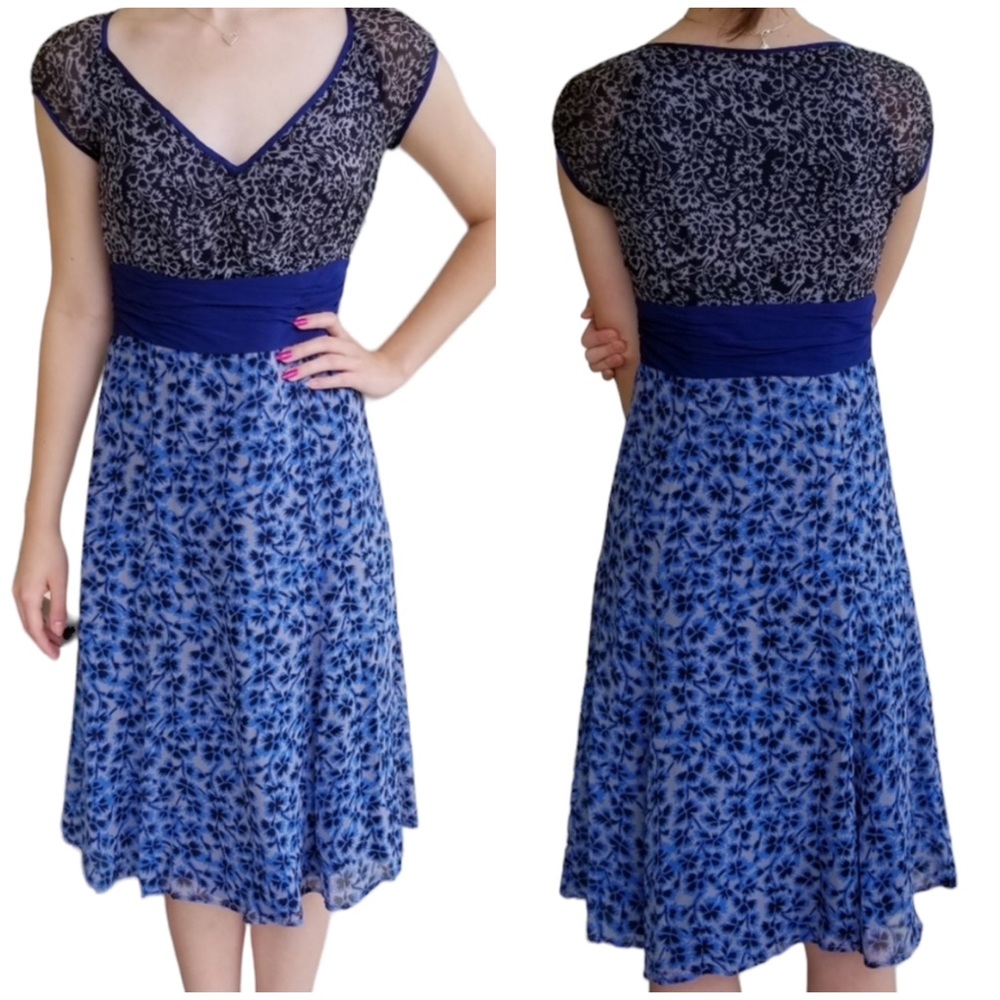 Anthropologie Viola silk Conundrum Navy dress 0